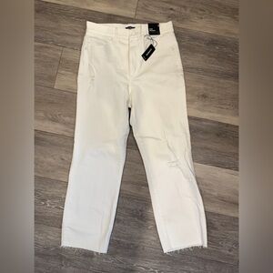 NWT Express Straight Super High Rise Distressed White Denim Jeans 6